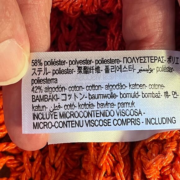 Zara Women's Orange Open Knit Cropped Sweater Top Size M - Picture 10 of 11